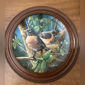 Round Wall Art with Birds and Nest